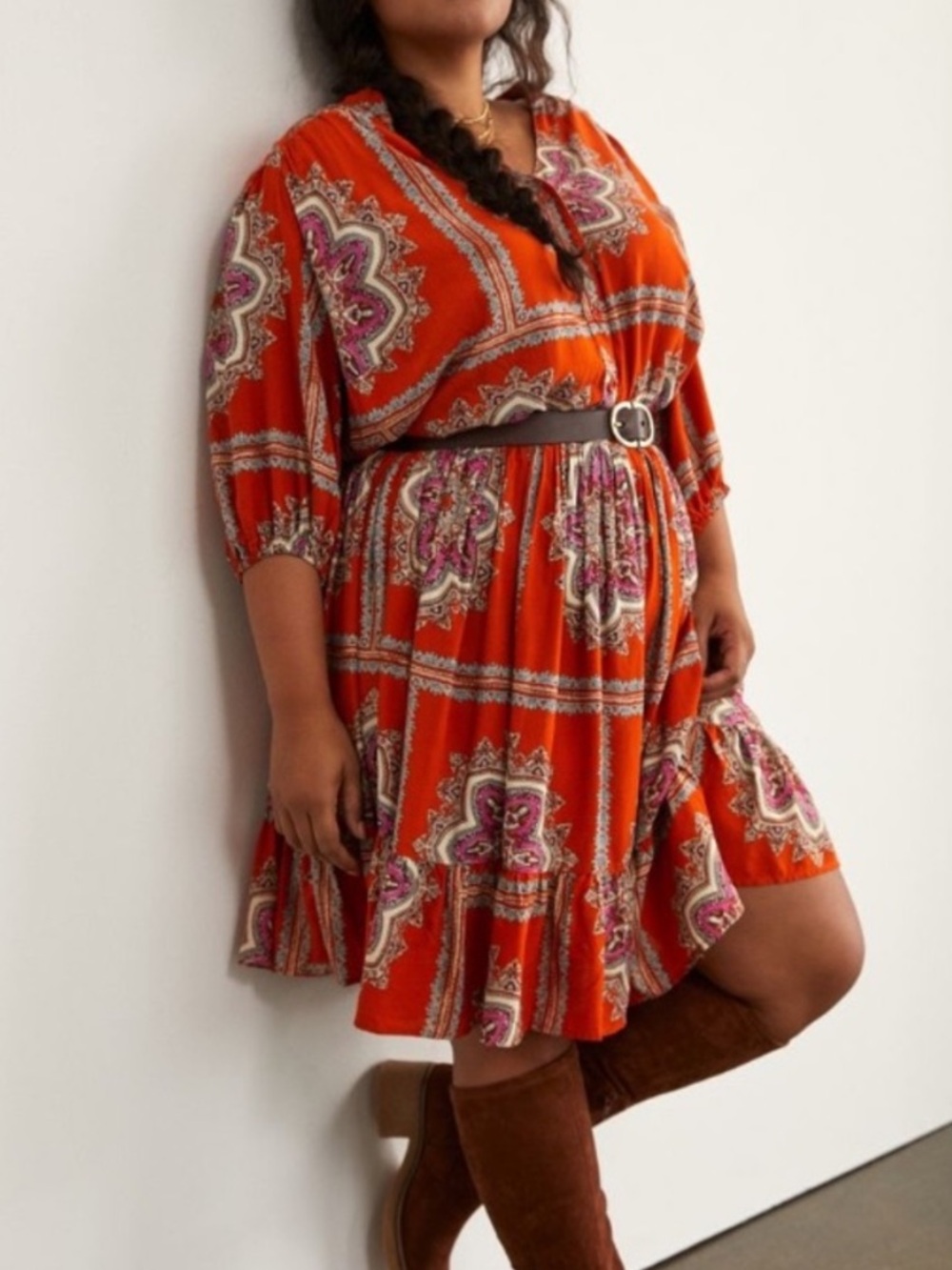 BOGO! Anthropologie Porridge Isabel Mini Dress Rust Orange XL